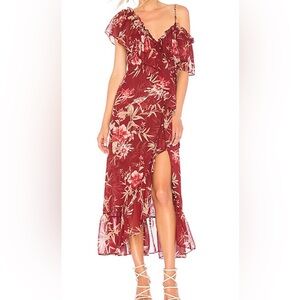 Misa Los Angeles Burgundy Floral Midi Dress